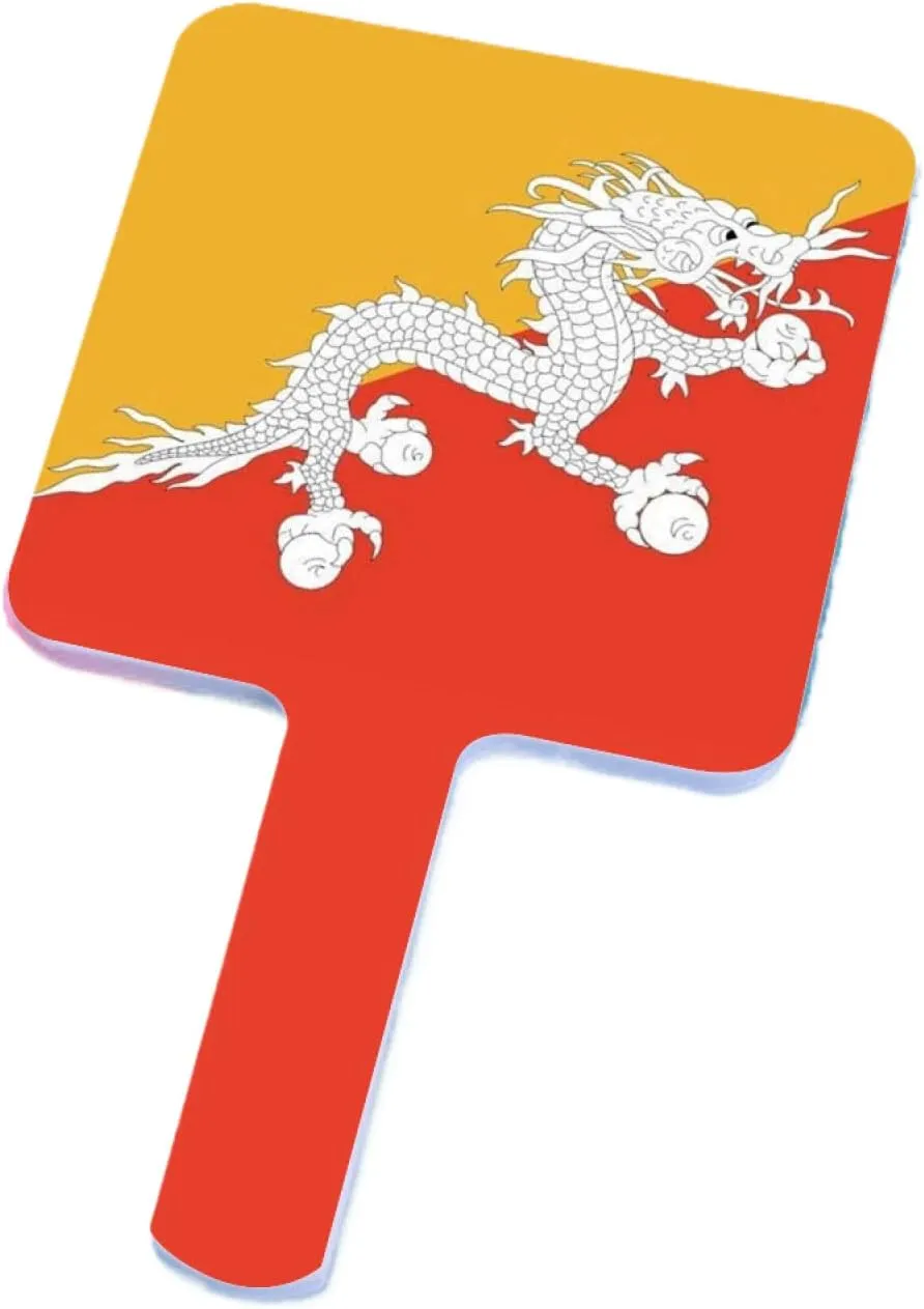 GOYMFKM Kingdom of Bhutan Flag Hand Mirror - Travel Makeup Beauty Vanity Mirror Portable Square Handheld with Handle for Women Daily Makeup White 12×22Cm