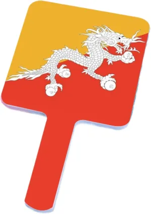 GOYMFKM Kingdom of Bhutan Flag Hand Mirror - Travel Makeup Beauty Vanity Mirror Portable Square Handheld with Handle for Women Daily Makeup White 12×22Cm