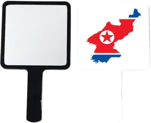 GOYMFKM Large Hand Mirror with Handle - Novelty North Korea Map Flag Handheld Mirror for Barber Shops, Hairdressing, Home Self Hair Cutting and Make Up Black 12×22Cm