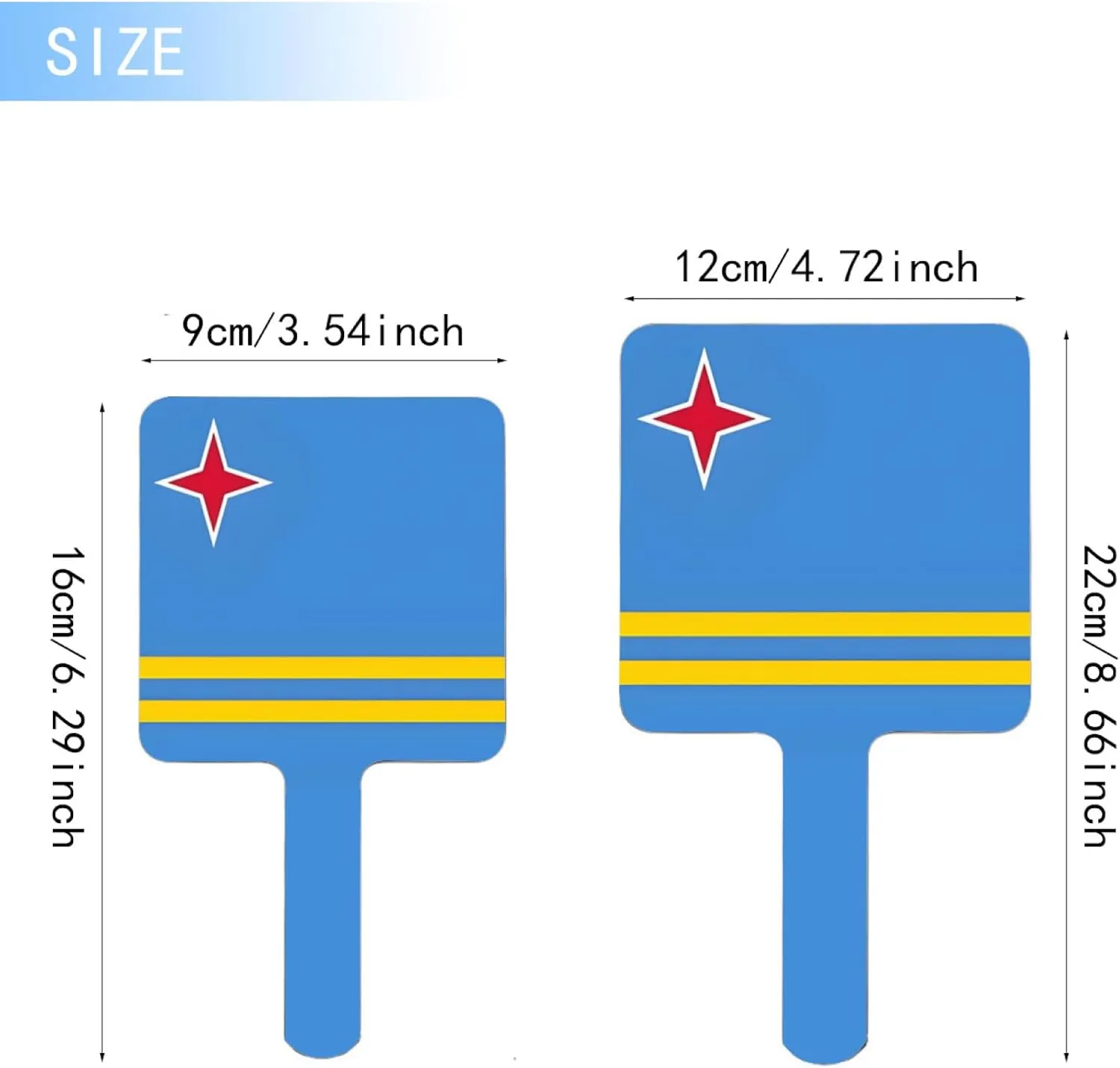 GOYMFKM Novelty Aruba Flag Handheld Plain Mirror with Handle, Square Beauty Vanity Handheld Makeup Mirrors Travel Portable Salon Mirror for Makeup Black 9×16Cm