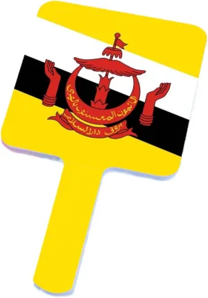 GOYMFKM Novelty Brunei Flag Vanity Hand Mirror, Square Makeup Hand Held Mirror with Handle for Salon, Barber, Grooming, Shaving, and Travel White 9×16Cm