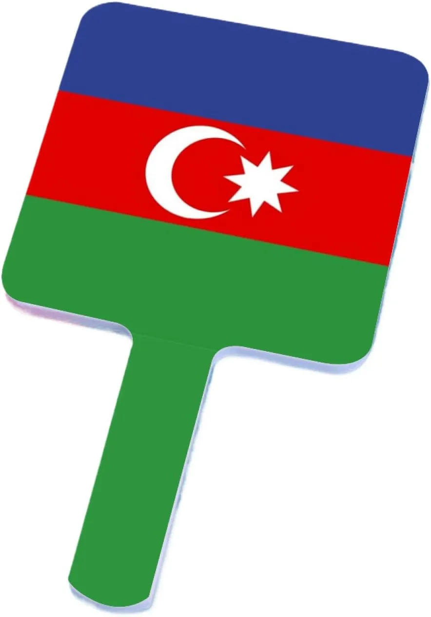 GOYMFKM Novelty Republic of Azerbaijan Flag Handheld Makeup Mirror Square Travel Cosmetic Mirror Portable Vanity Mirror Fit Daily, Shaving, Beautify, Travel White 9×16Cm