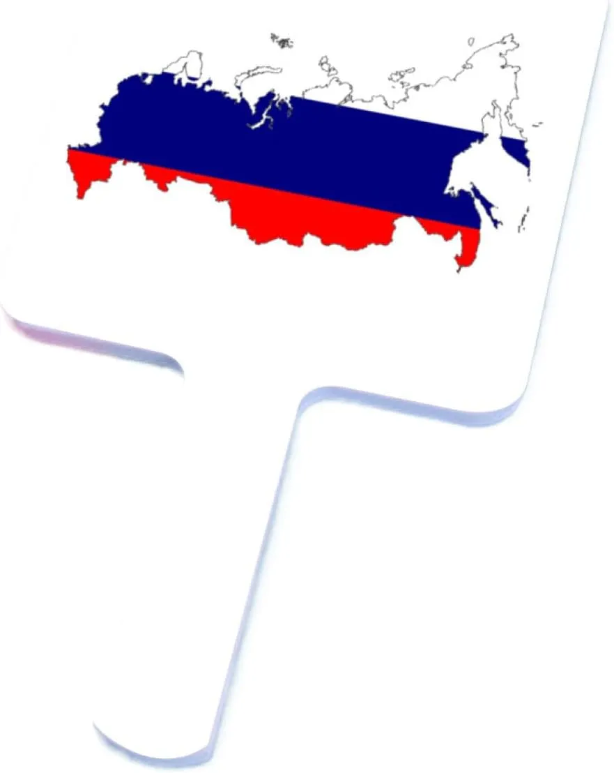 GOYMFKM Novelty Russian Map Flag Handheld Makeup Mirror Square Travel Cosmetic Mirror Portable Vanity Mirror Tool Fit Daily, Shaving, Grooming, Beautify White 9×16Cm