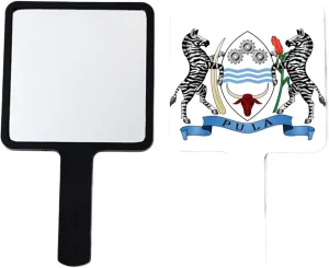 GOYMFKM Republic of Botswana Map Flag Hand Mirror - Botswana National Emblem Professional Handheld Mirror with Handle, Portable Travel Makeup Hand Held Mirror Black 12×22Cm