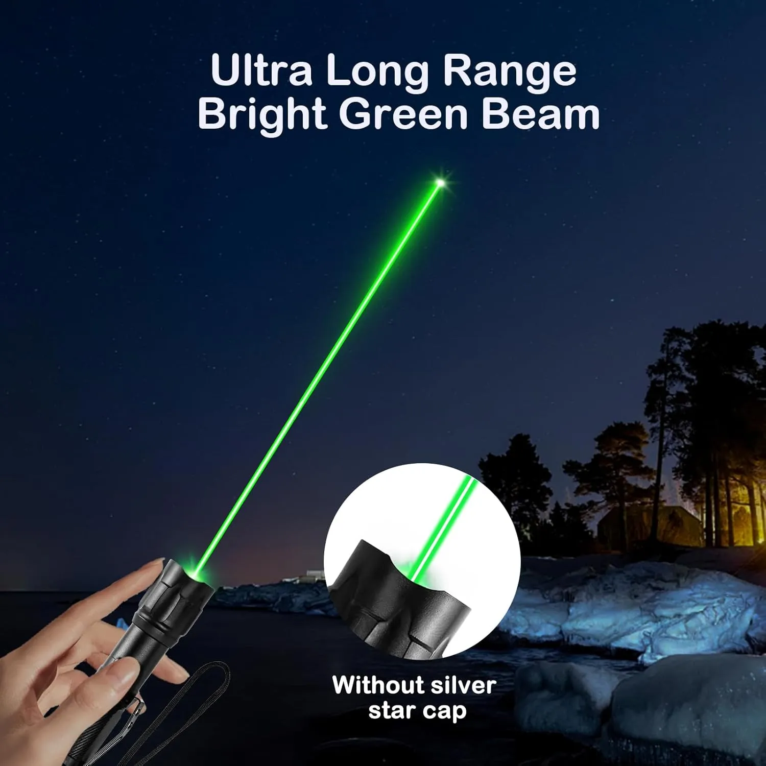 Green Light Handheld Flashlight Rechargeable, Long Range Adjustable Focus Tactical Beam for Outdoor Journeys, Camping, Presentations, TV/LED/LCD Screens, and Stargazing