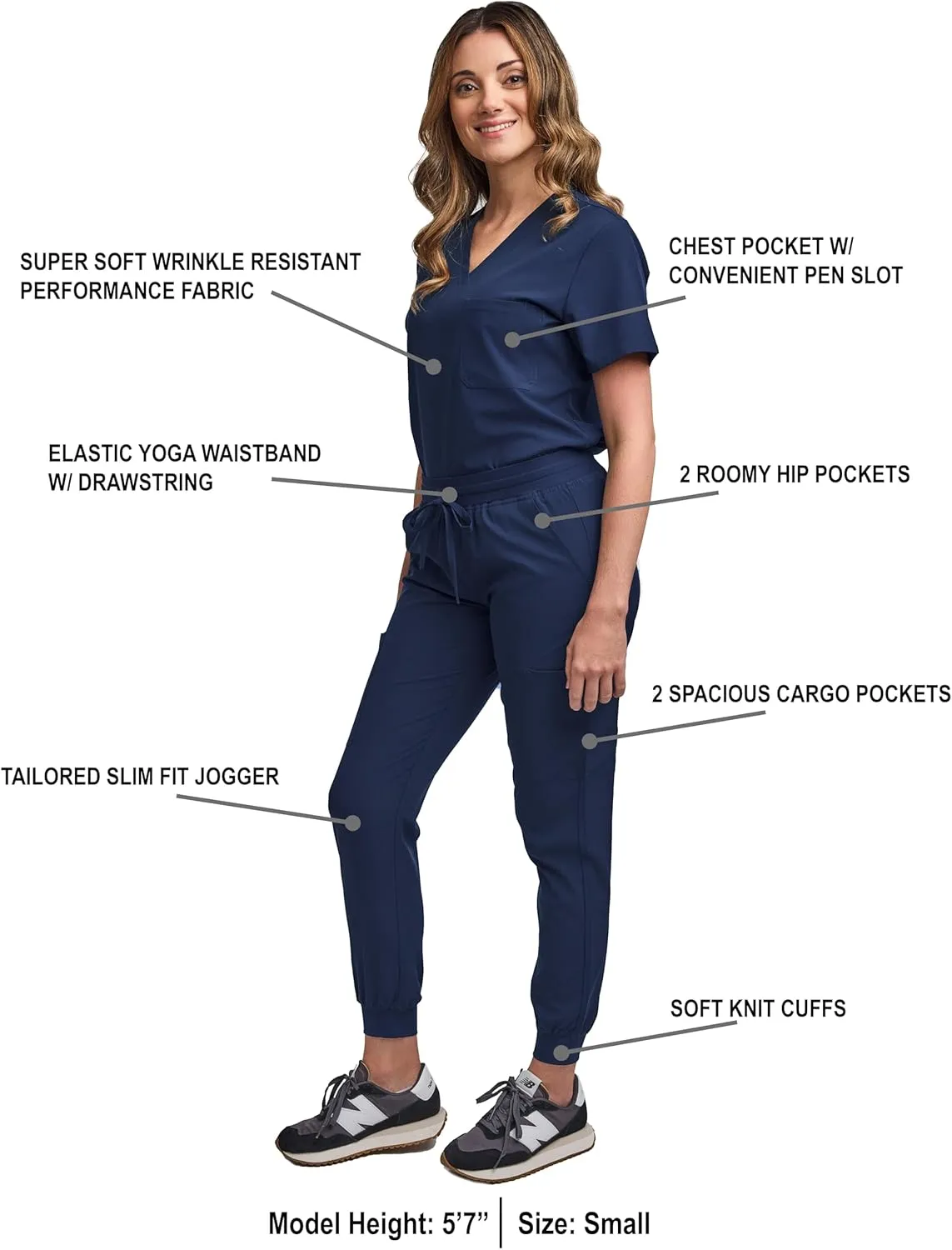 Green Town Scrubs for Women Scrub Set - Jogger Pant and Tuck-in V-Neck Top, 5 Pockets, Yoga Waistband, Nursing Uniform