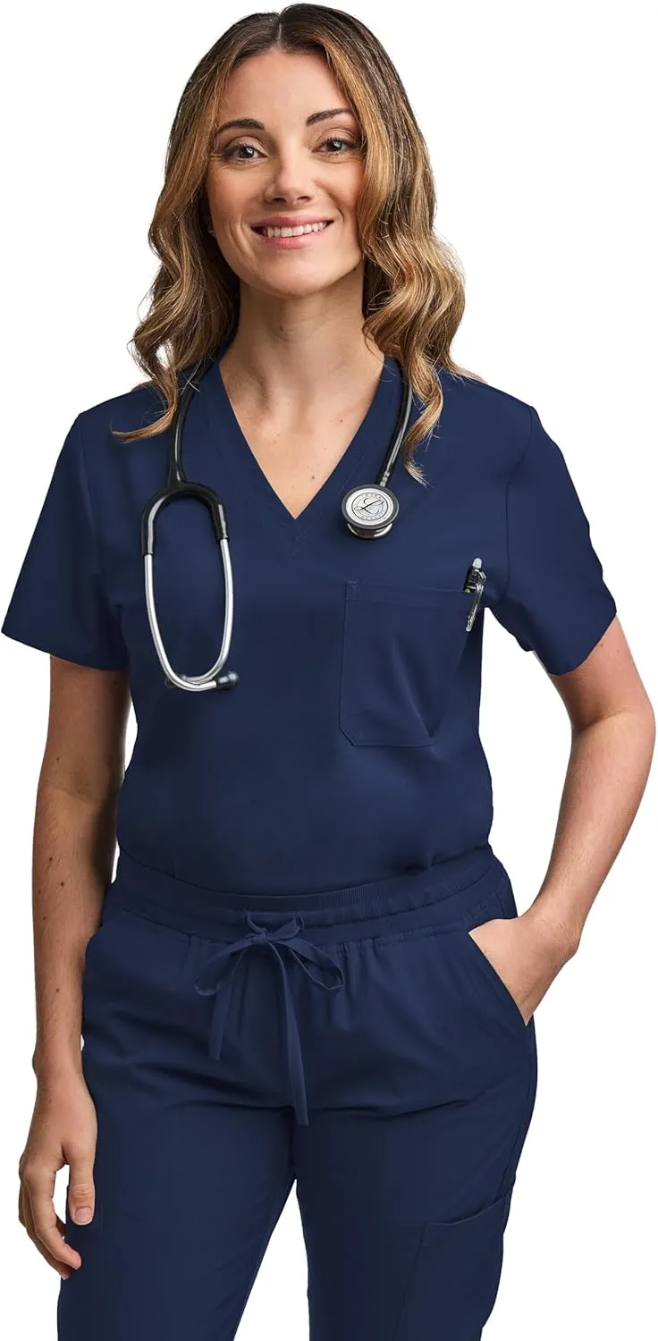 Green Town Scrubs for Women Scrub Set - Jogger Pant and Tuck-in V-Neck Top, 5 Pockets, Yoga Waistband, Nursing Uniform