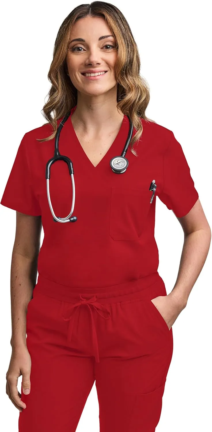 Green Town Scrubs for Women Scrub Set - Jogger Pant and Tuck-in V-Neck Top, 5 Pockets, Yoga Waistband, Nursing Uniform