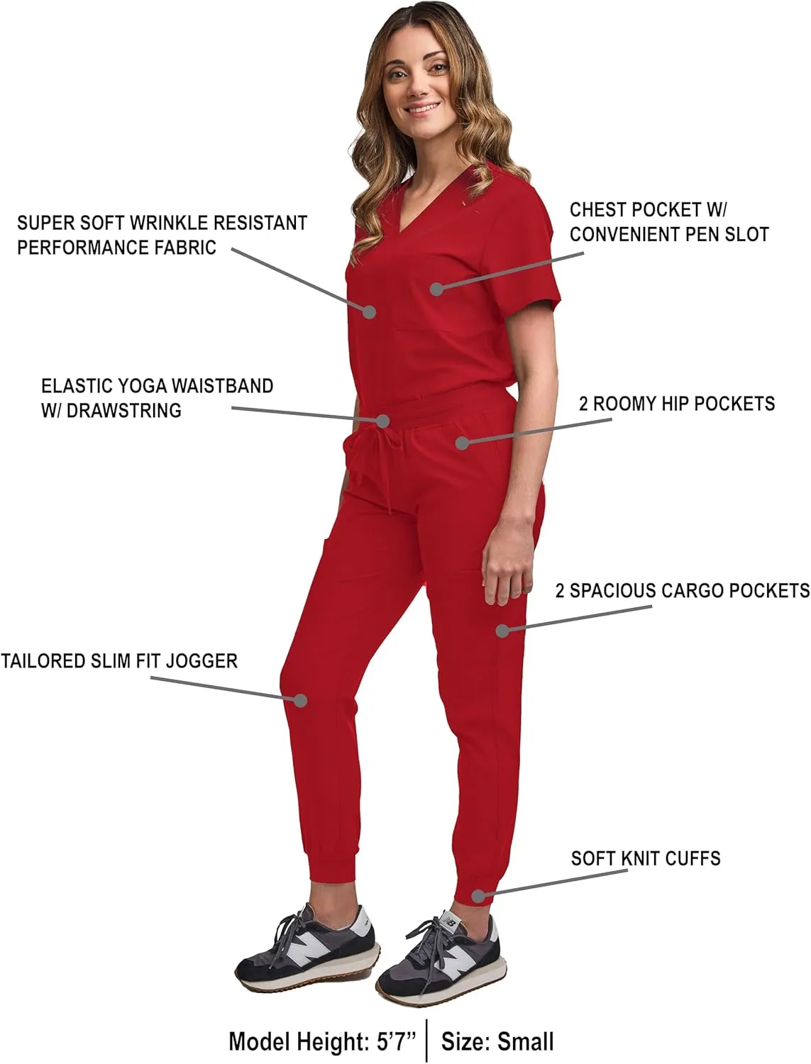 Green Town Scrubs for Women Scrub Set - Jogger Pant and Tuck-in V-Neck Top, 5 Pockets, Yoga Waistband, Nursing Uniform