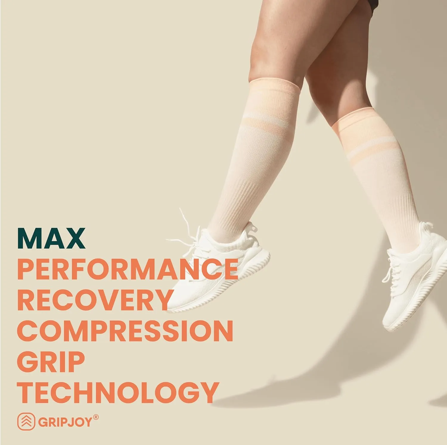 Gripjoy Compression Socks with Grips for Women & Men - 15-20mmHg - Knee High Non-slip Socks