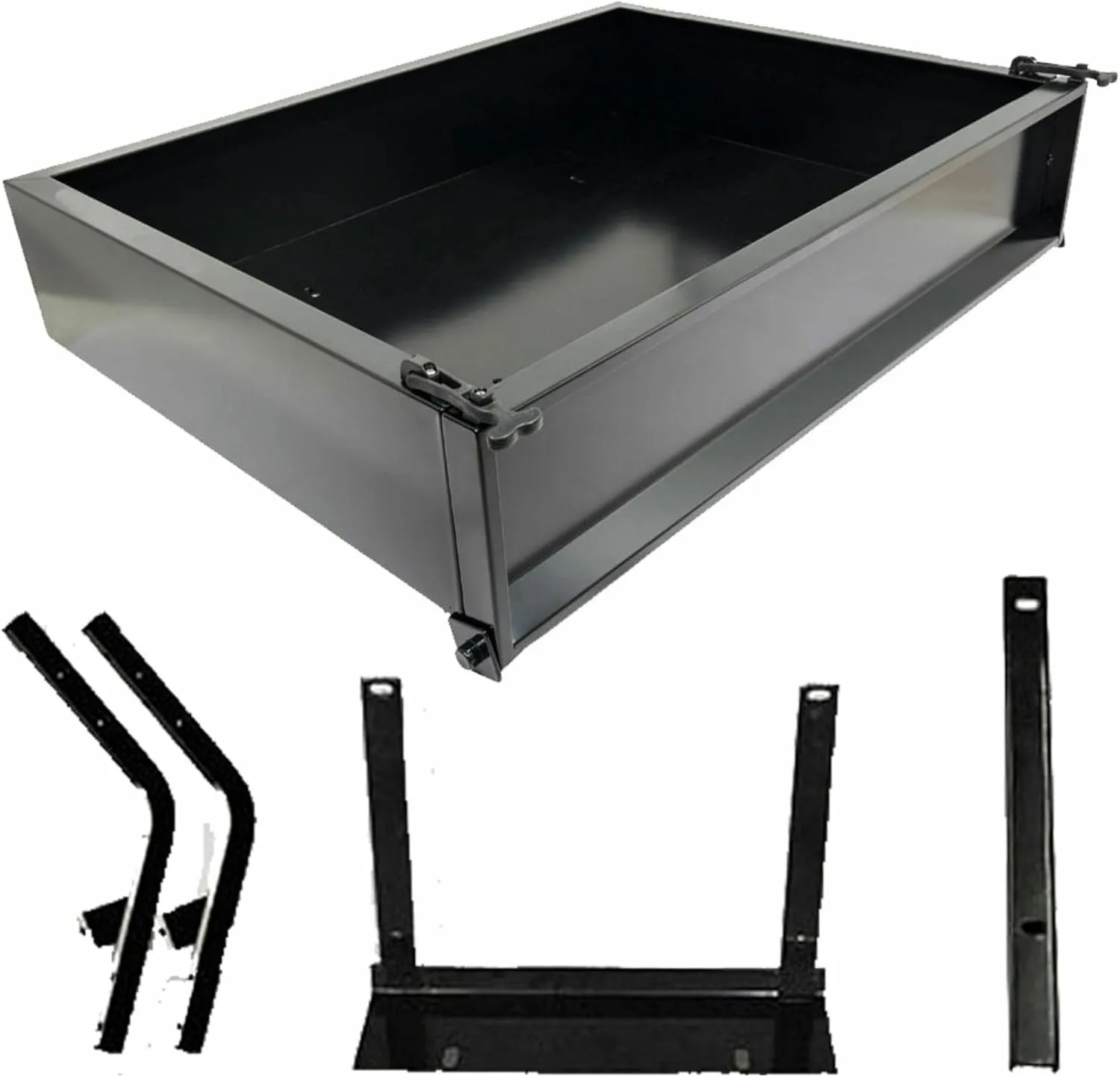 GTW Golf Cart Black Steel Utility Cargo Box Kit Compatible wtih Yamaha G14, G16, G19 & G22 | Includes Mounting Brackets