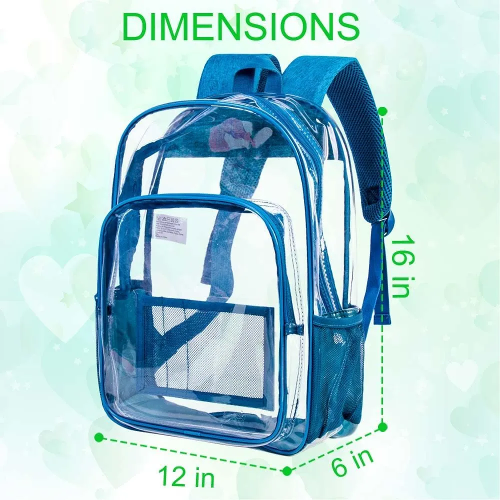 gxtvo Clear Backpack, Heavy Duty Transparent Bookbag, See Through Backpacks for Women Men