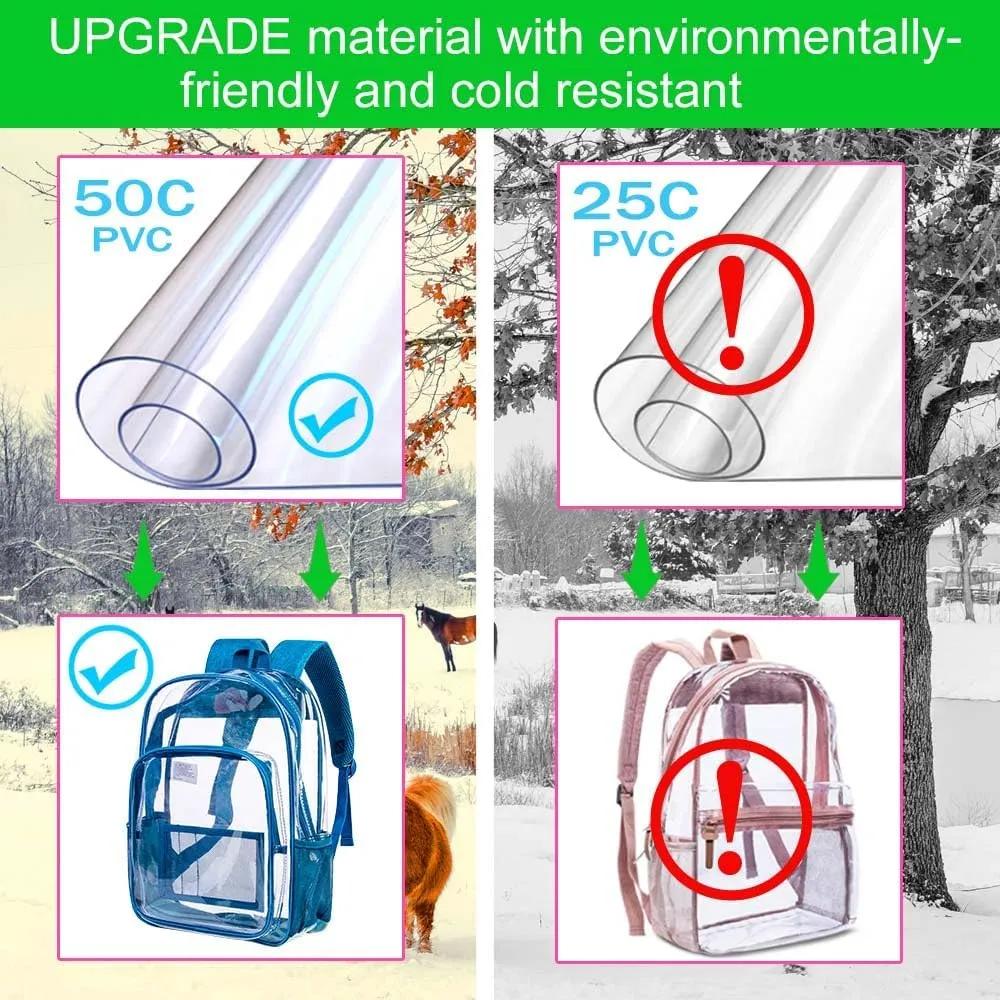 gxtvo Clear Backpack, Heavy Duty Transparent Bookbag, See Through Backpacks for Women Men