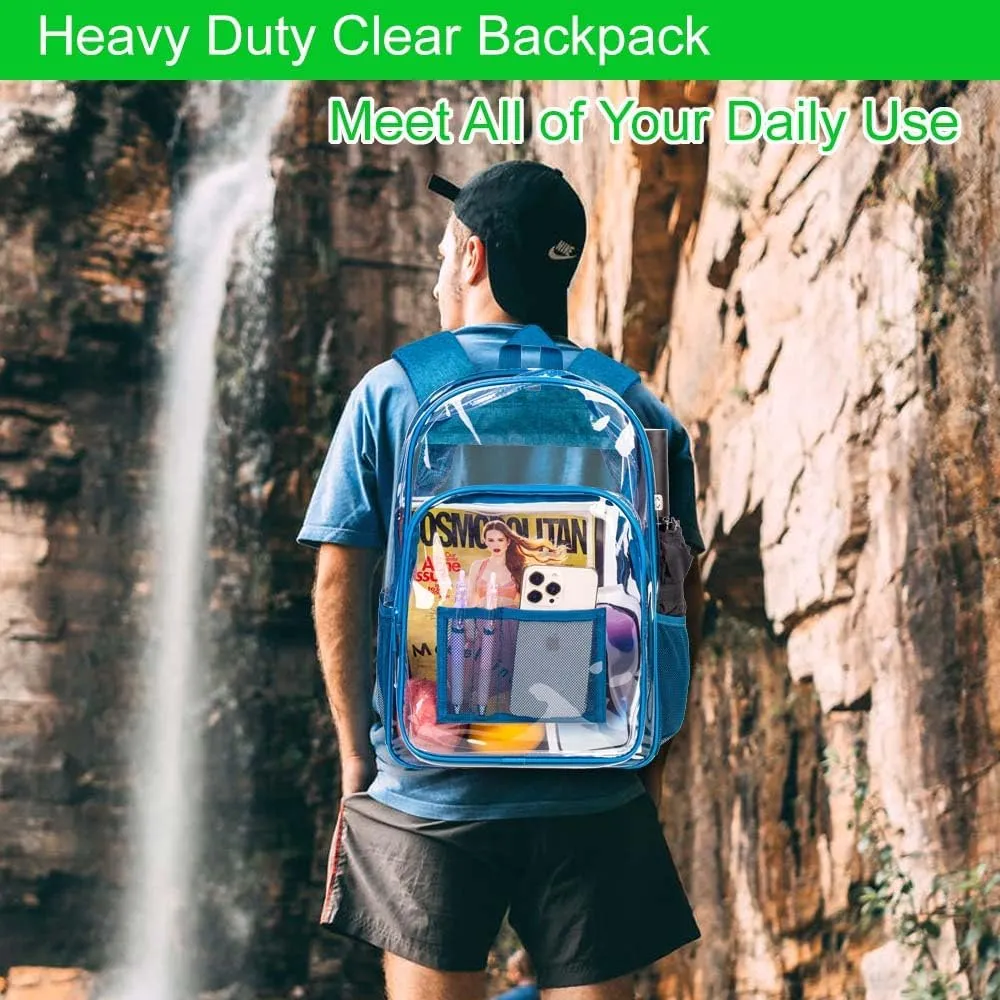 gxtvo Clear Backpack, Heavy Duty Transparent Bookbag, See Through Backpacks for Women Men
