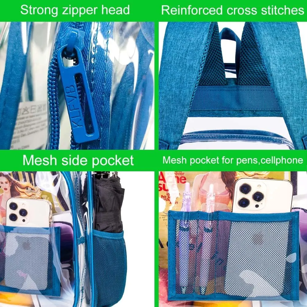 gxtvo Clear Backpack, Heavy Duty Transparent Bookbag, See Through Backpacks for Women Men