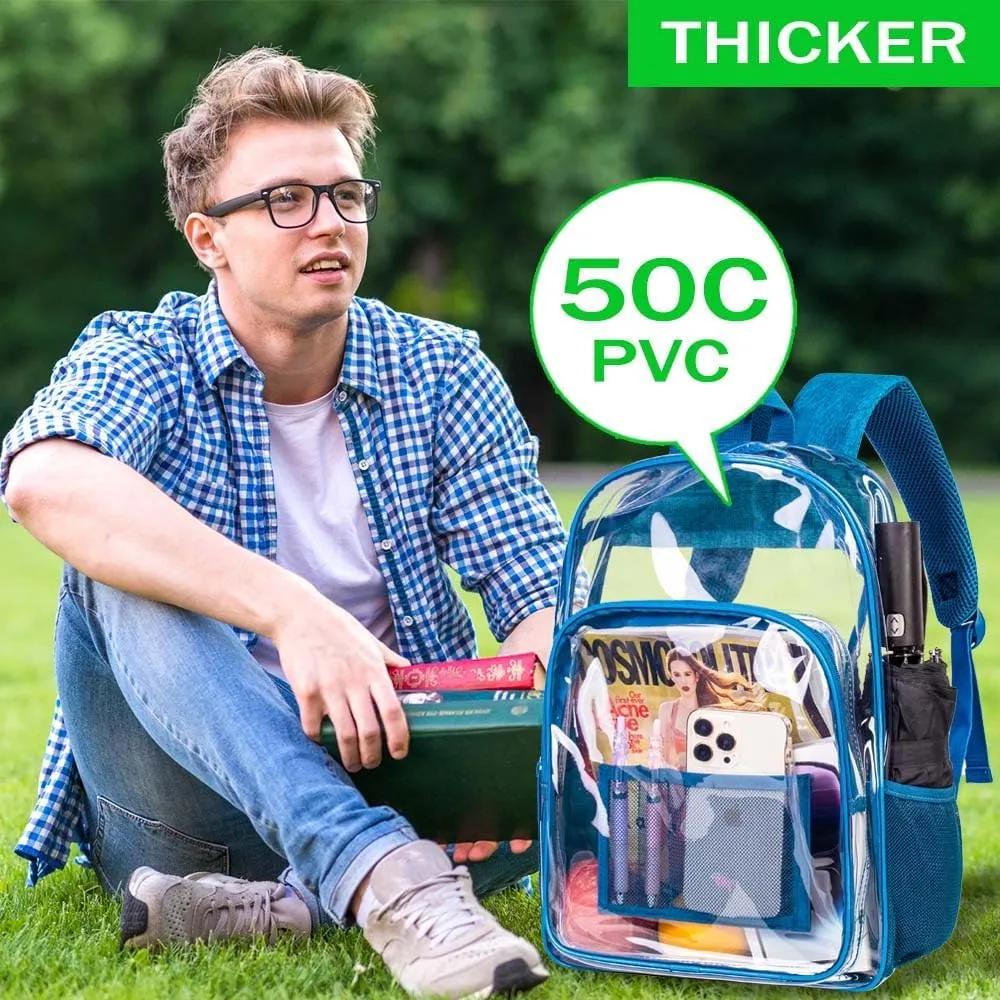 gxtvo Clear Backpack, Heavy Duty Transparent Bookbag, See Through Backpacks for Women Men