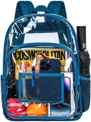 gxtvo Clear Backpack, Heavy Duty Transparent Bookbag, See Through Backpacks for Women Men