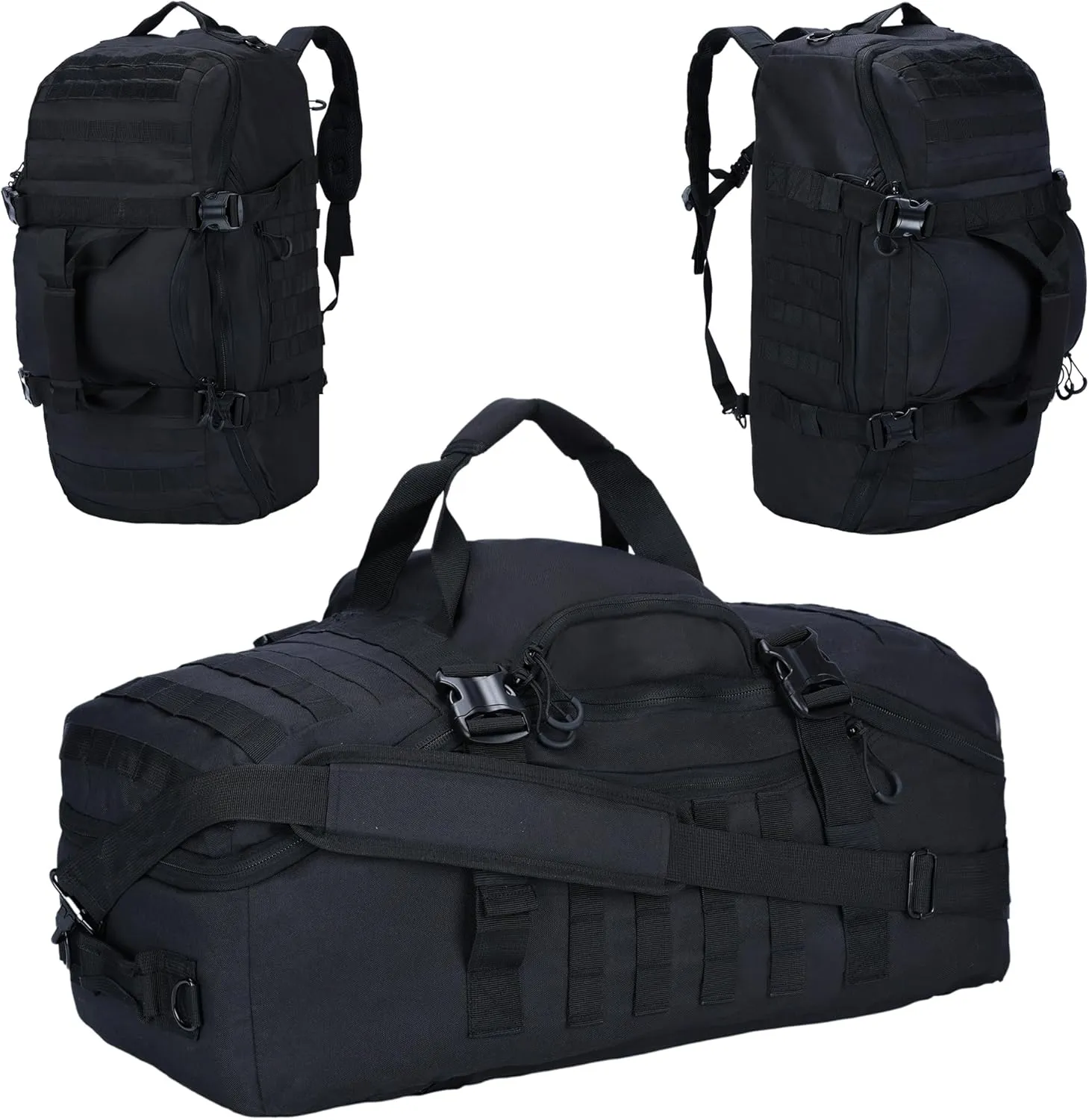 Gym Bag Duffle Bags Backpack Travel Duffel Bag with Weekend Overnight Bag for Outdoor,Tactical,Sports,Travel,Camping,Hunting (Black, 24in-Medium)