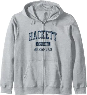 Hackett Arkansas AR Vintage Athletic Sports Design Zip Hoodie
