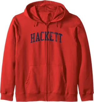 Hackett WI Vintage Athletic Sports JSN2 Navy Print Zip Hoodie
