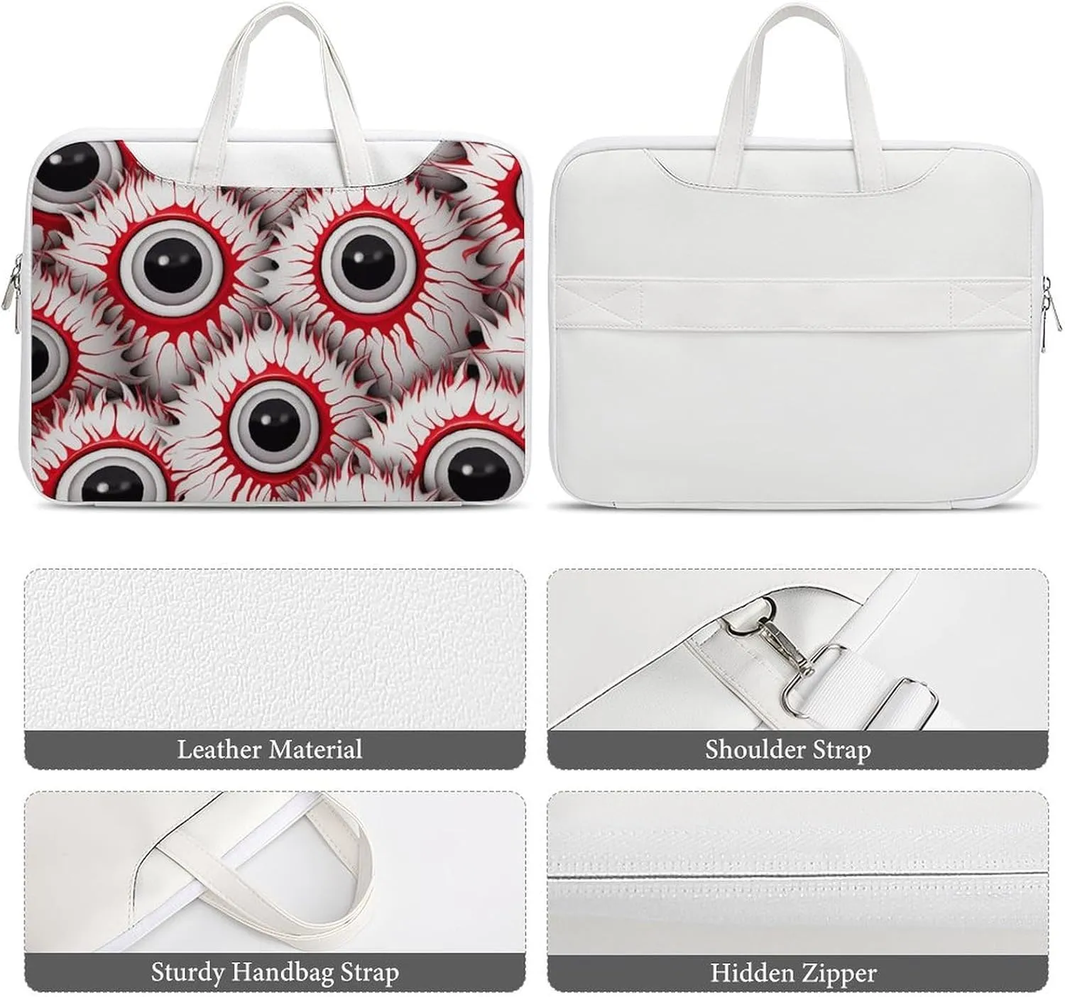 Halloween Eyeballs Laptop Sleeve Bag Protective Case Handbag With Shoulder Strap for Computer 10-17 Inch