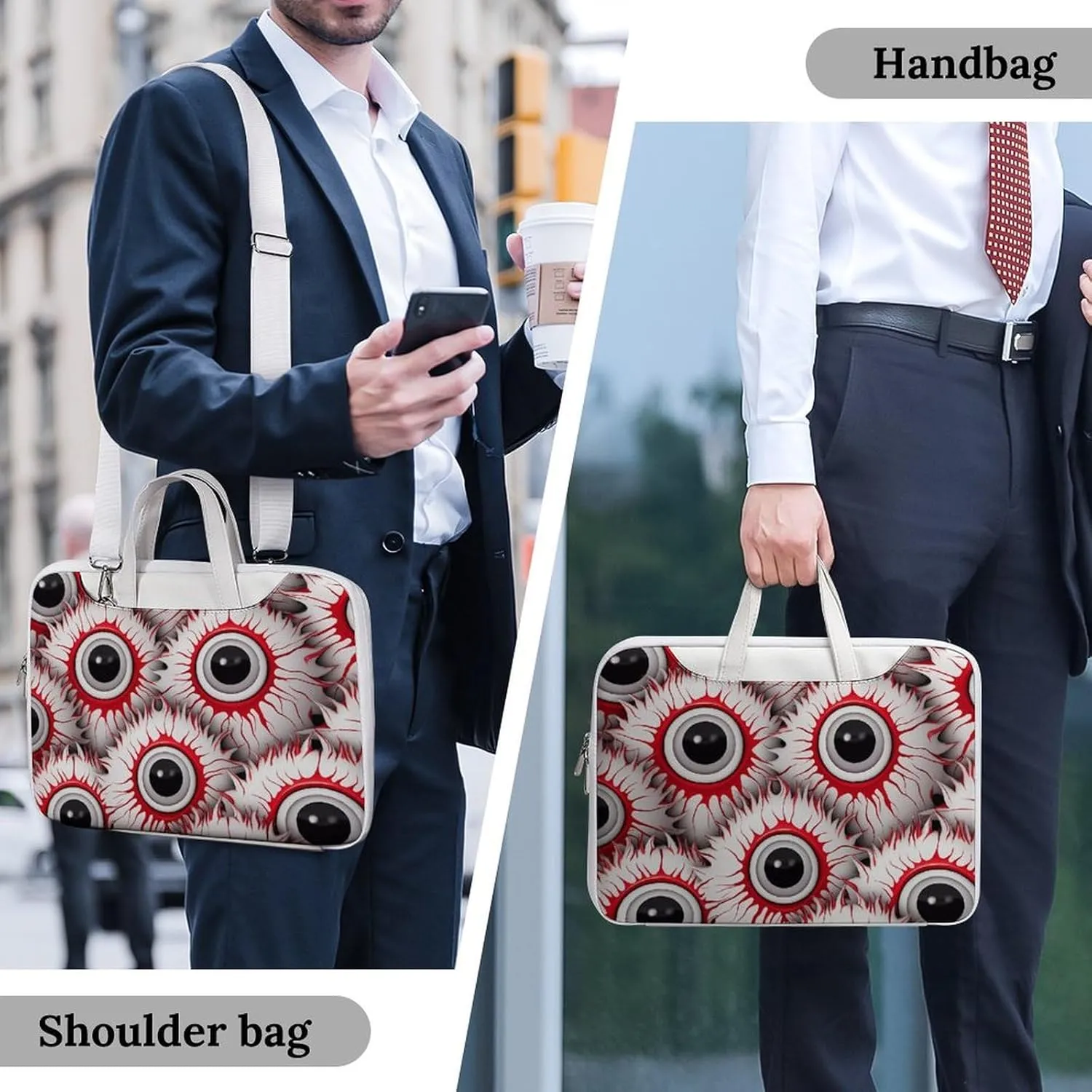 Halloween Eyeballs Laptop Sleeve Bag Protective Case Handbag With Shoulder Strap for Computer 10-17 Inch