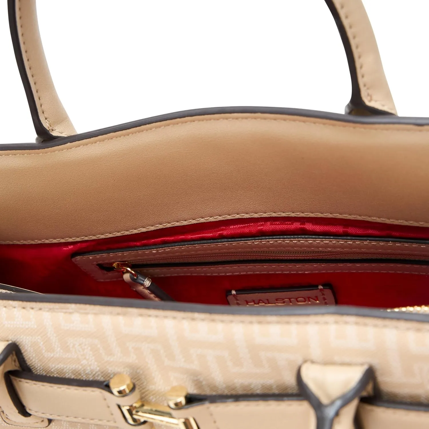 Halston Jerry Signature Logo Top Zip Satchel