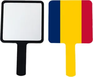 Hand Held Mirror with Handle for Makeup, Novelty Republic of Chad Flags Hand Mirror for Shaving, Portable Travel Vanity Mirror for Men Women Black 12×22Cm