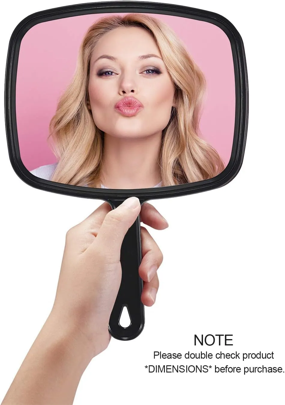 Hand Mirror Salon Barber Hairdressing Handheld Mirror with Handle(Square Black 7.4 X 10.3 Inches)