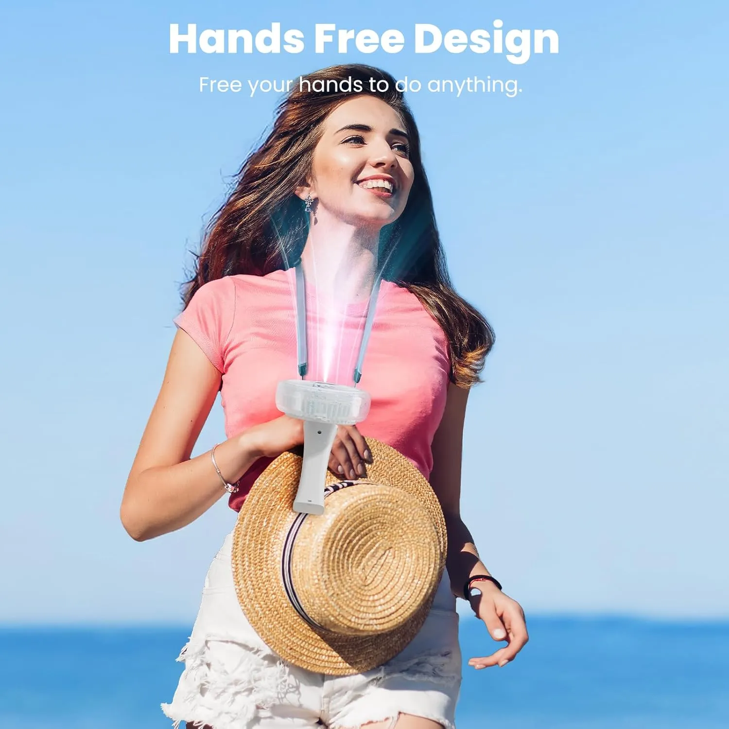 HandFan Upgraded Portable Misting Fan, Handheld Mister Fan, USB Rechargeable Personal Mist Fans, Battery Operated Spray Water Fans, Mini Electric Cooling Hand Fans for BeachTravel Outdoors(White)