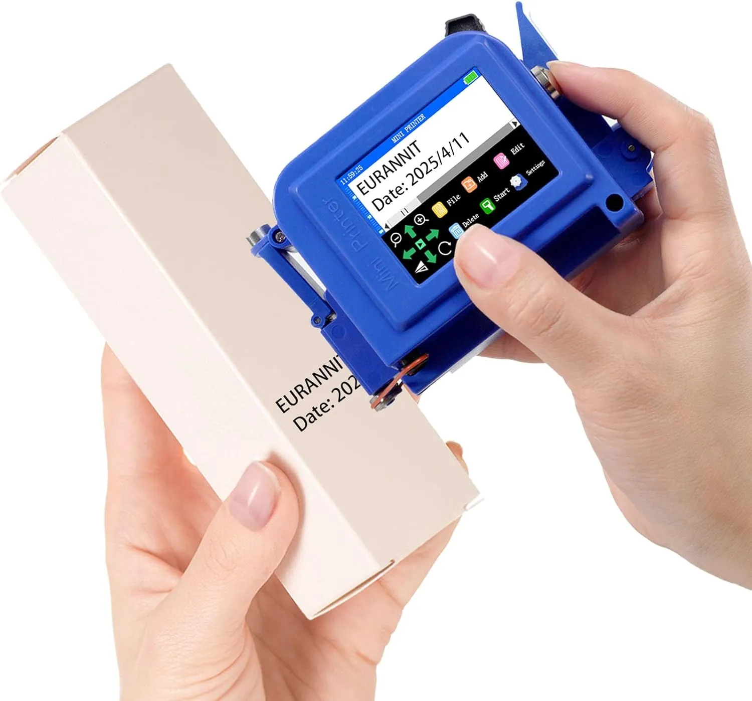 Handheld Inkjet Printer E11, 0.5 inch Mini Handheld Printer with ER520 Quick-Dry Ink Cartridge, Portable Inkjet Printers for Text Date QR Barcode Batch Number Logo