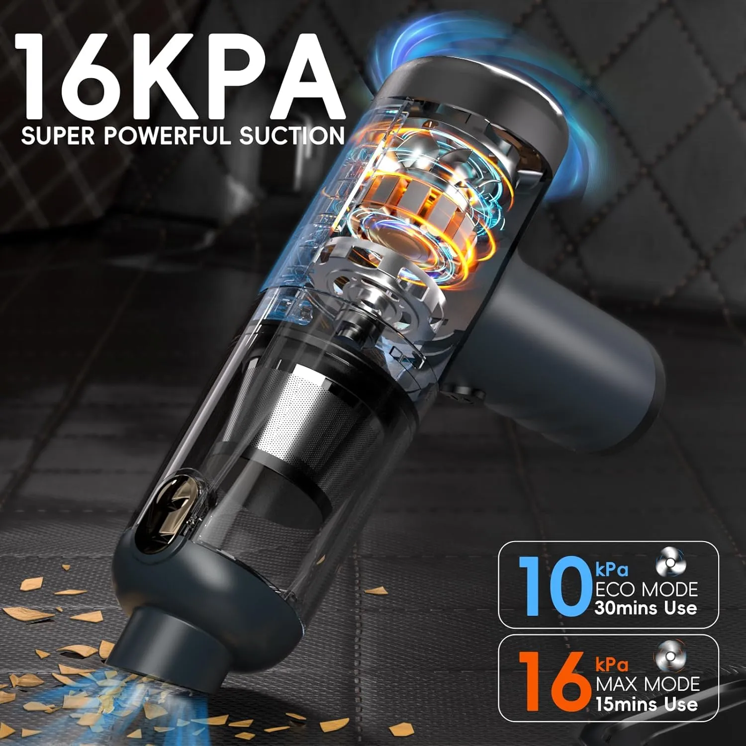 Handheld Vacuum Cordless Rechargeable - 2 in 1 Portable High Power Vacuum 16000PA Suction for Car with Cleaning Gel for Home, Pet, Car, Office