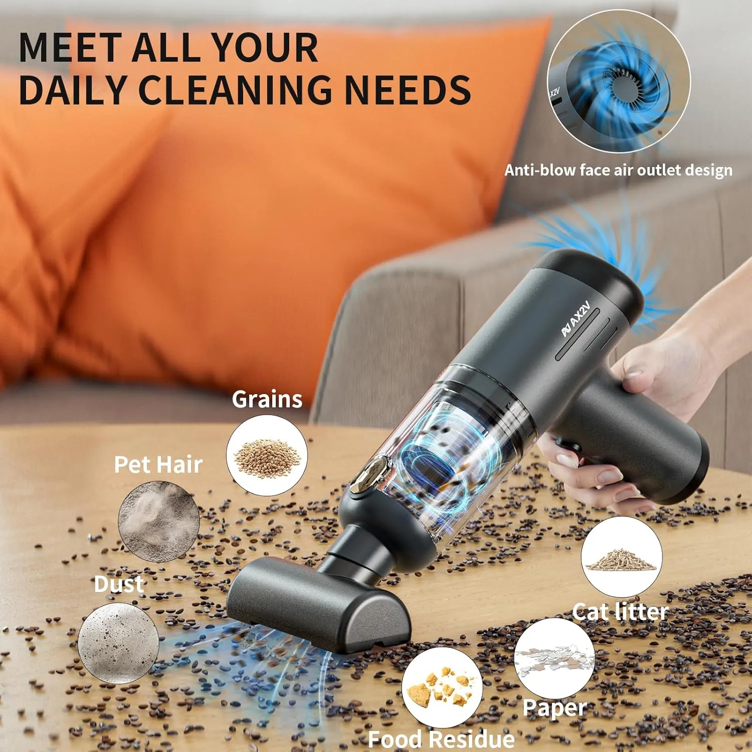 Handheld Vacuum Cordless Rechargeable - 2 in 1 Portable High Power Vacuum 16000PA Suction for Car with Cleaning Gel for Home, Pet, Car, Office
