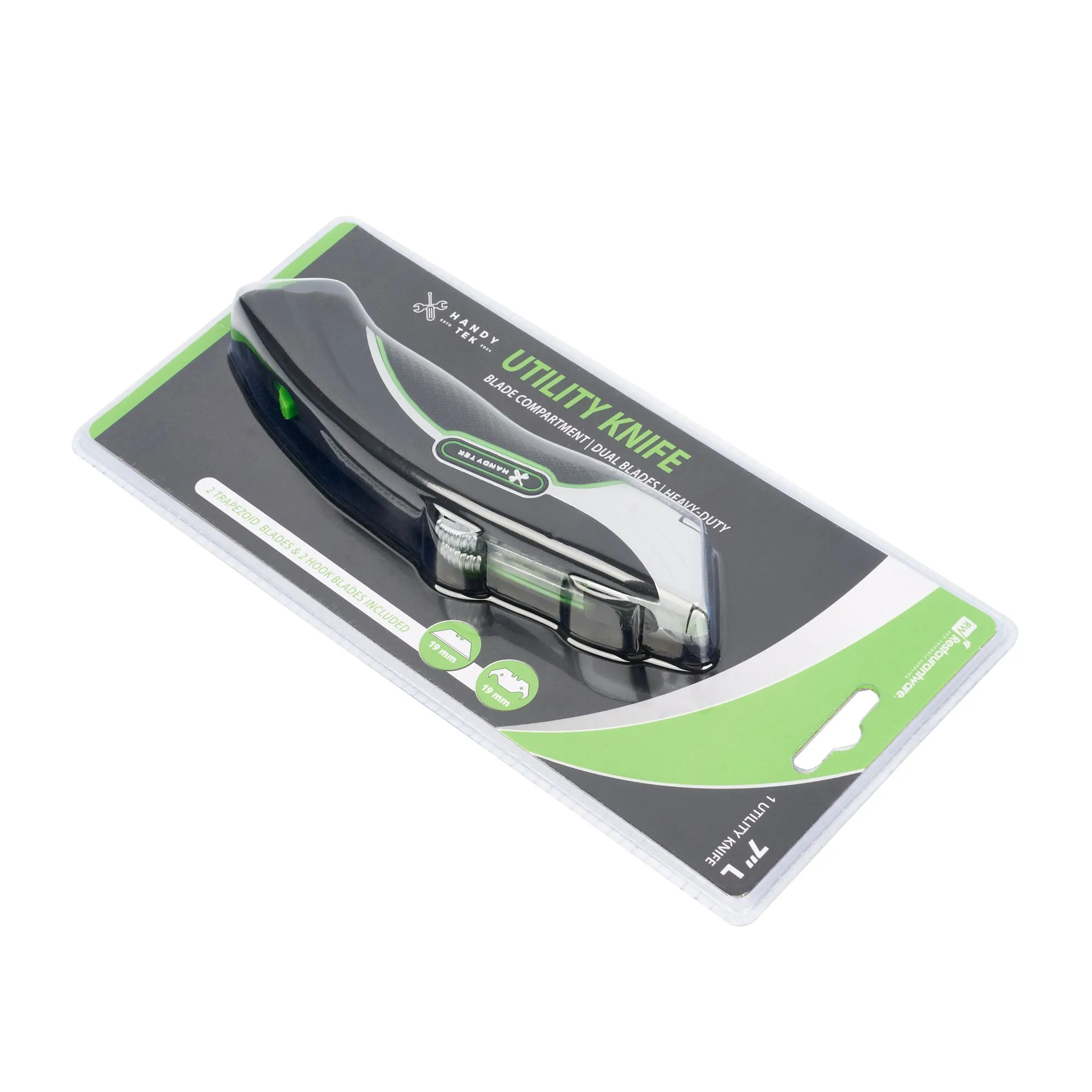 Handy Tek Black Dual Blade Utility Knife - Quick Change, Heavy Duty - 7" - 1 count box