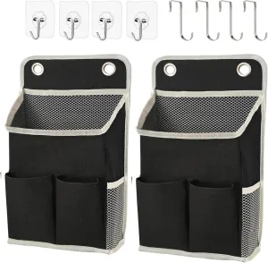 Hanging Basket for Organizing, Wall Organizer with Pockets and Over The Door Organizer，Can for Home, Closet, Office and Camper (Black2)
