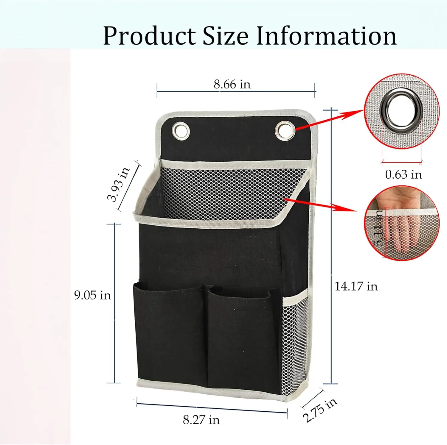 Hanging Basket for Organizing, Wall Organizer with Pockets and Over The Door Organizer，Can for Home, Closet, Office and Camper (Black2)