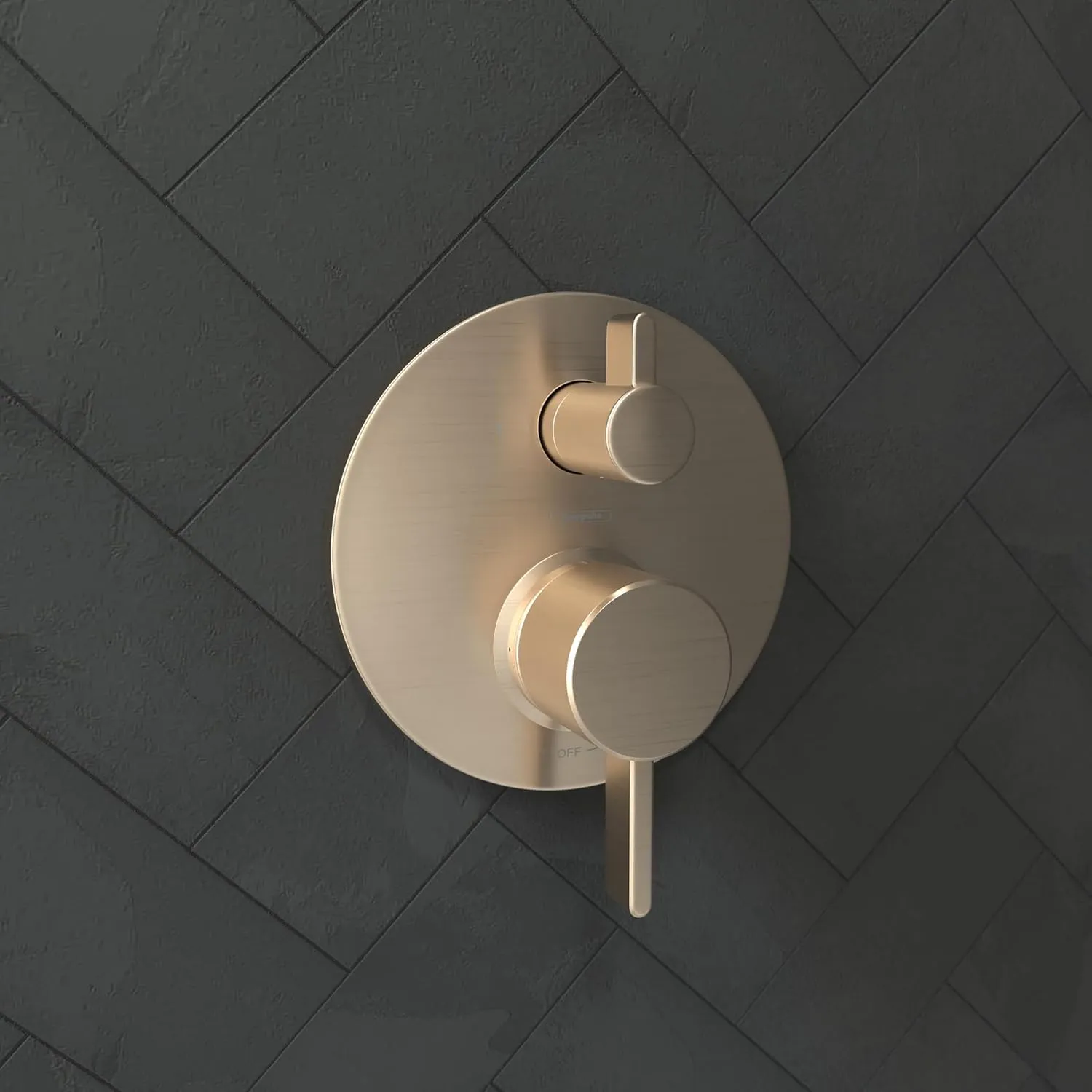 hansgrohe Ecostat Modern 2-Handle Pressure Balance Shower Valve Trim with Diverter in Brushed Bronze, 04447140