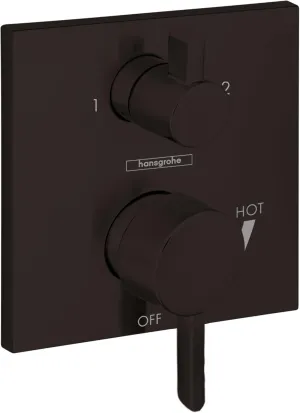 hansgrohe Ecostat Modern 2-Handle Pressure Balance Shower Valve Trim with Diverter in Matte Black, 15862671