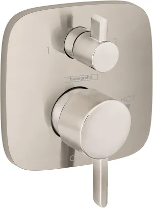hansgrohe Ecostat Modern-Handle 6-inch Wide Shower Valve Brushed Nickel, 15864821 Pressure Balance Trim