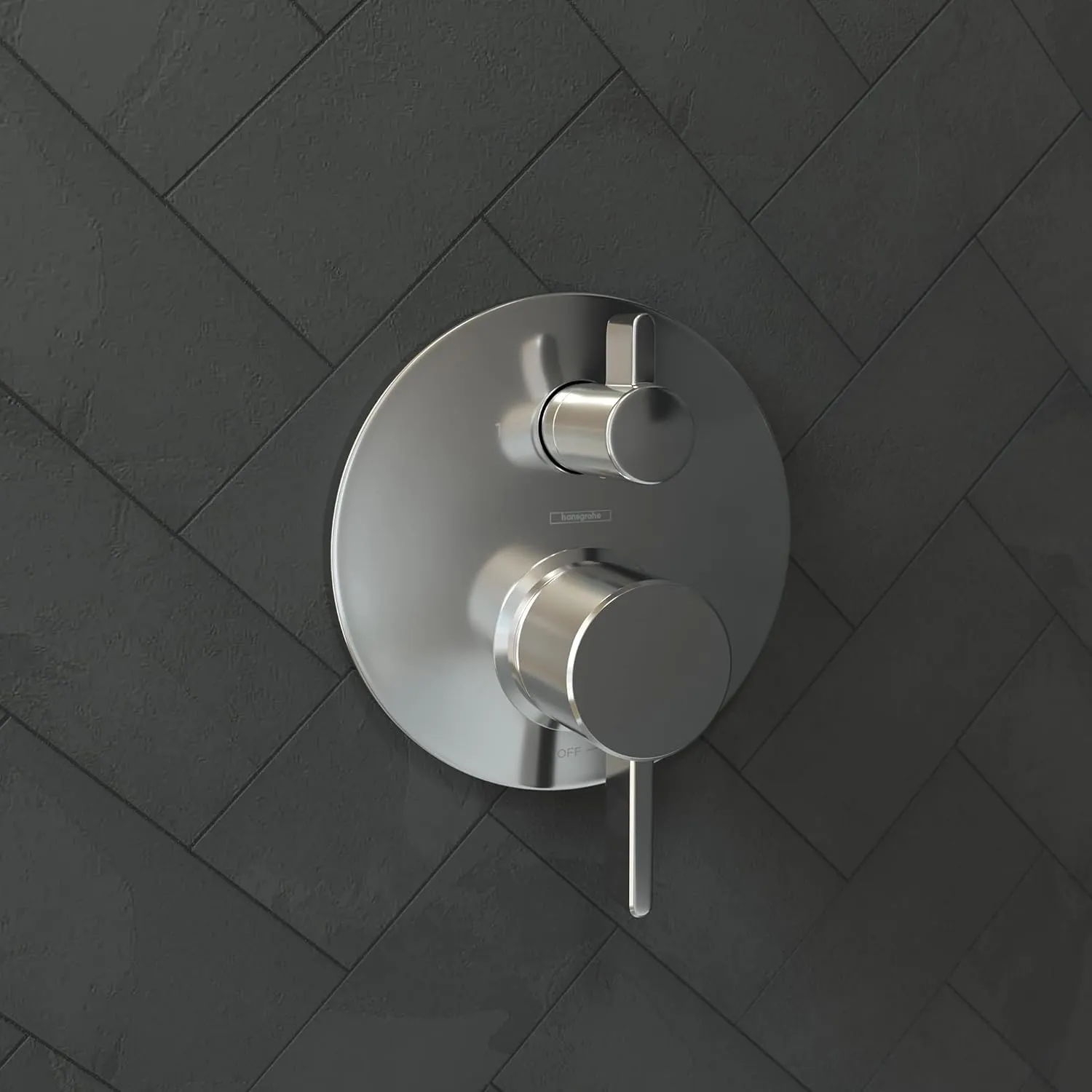 hansgrohe Ecostat Modern Premium Easy Control 2-Handle Pressure Balance Shower Valve Trim with Diverter in Chrome, 04447000