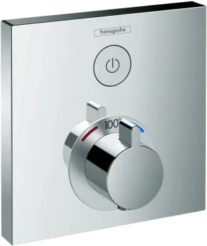 hansgrohe ShowerSelect Modern Minimalist Auto Temperature Control 1-Handle 6-inch Wide Thermostatic Shower Trim for Rough-in Valve in Chrome, 15762001