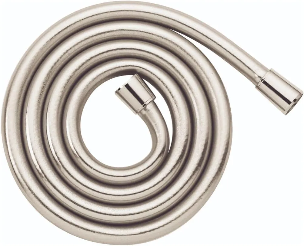 hansgrohe Techniflex Handheld Shower Replacement Shower Hose 63-inch Easy Install Modern Shower Hose in Polished Nickel, 28276833