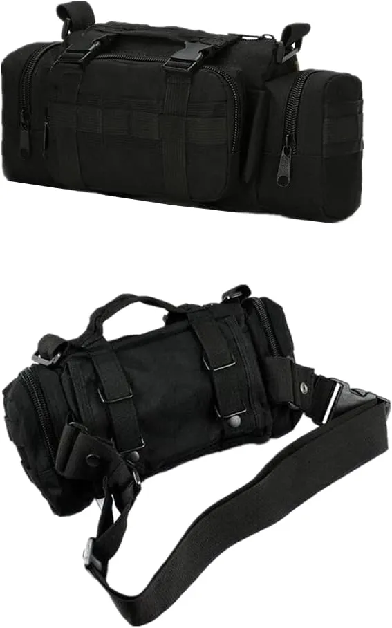 haoguizheng Deployment Waist Pack Duffle Tactical Assault Combined Rucksack Sport Molle Camping Trekking Messenger Crossbody Single Shoulder Bag 6 Key Buckle (black)