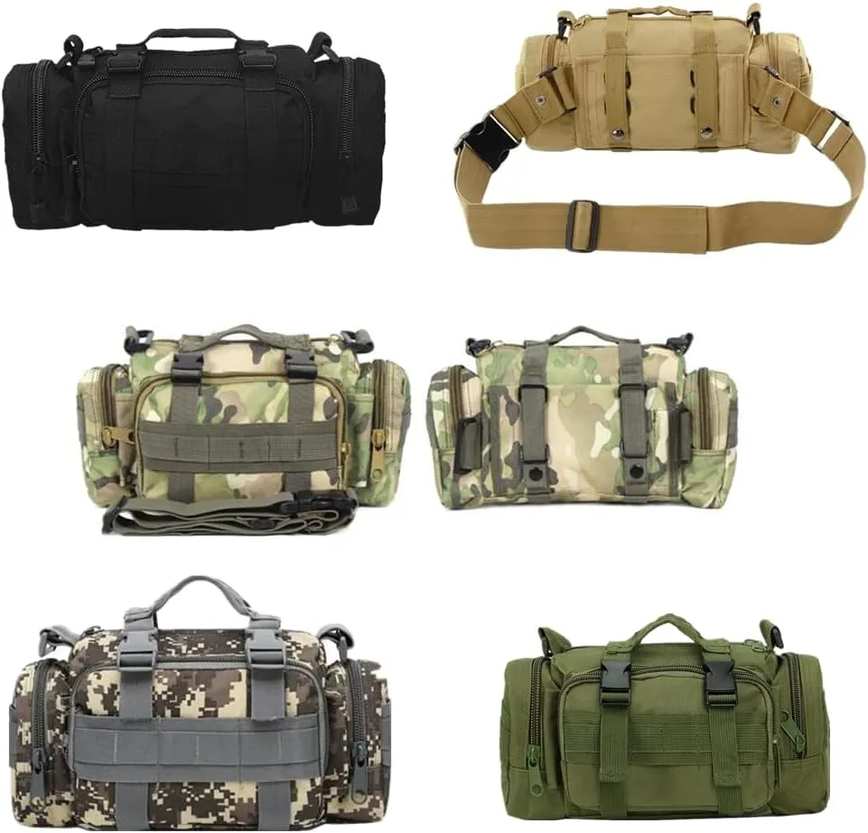 haoguizheng Deployment Waist Pack Duffle Tactical Assault Combined Rucksack Sport Molle Camping Trekking Messenger Crossbody Single Shoulder Bag 6 Key Buckle (black)