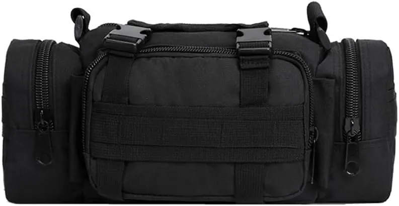haoguizheng Deployment Waist Pack Duffle Tactical Assault Combined Rucksack Sport Molle Camping Trekking Messenger Crossbody Single Shoulder Bag 6 Key Buckle (black)