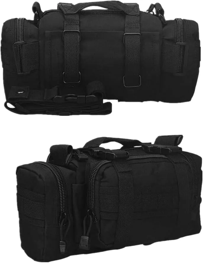 haoguizheng Deployment Waist Pack Duffle Tactical Assault Combined Rucksack Sport Molle Camping Trekking Messenger Crossbody Single Shoulder Bag 6 Key Buckle (black)