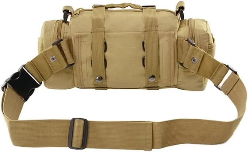 haoguizheng Deployment Waist Pack Duffle Tactical Assault Combined Rucksack Sport Molle Camping Trekking Messenger Crossbody Single Shoulder Bag 6 Key Buckle (sand)