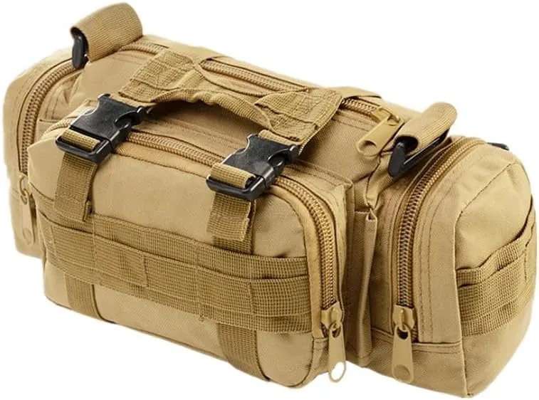 haoguizheng Deployment Waist Pack Duffle Tactical Assault Combined Rucksack Sport Molle Camping Trekking Messenger Crossbody Single Shoulder Bag 6 Key Buckle (sand)