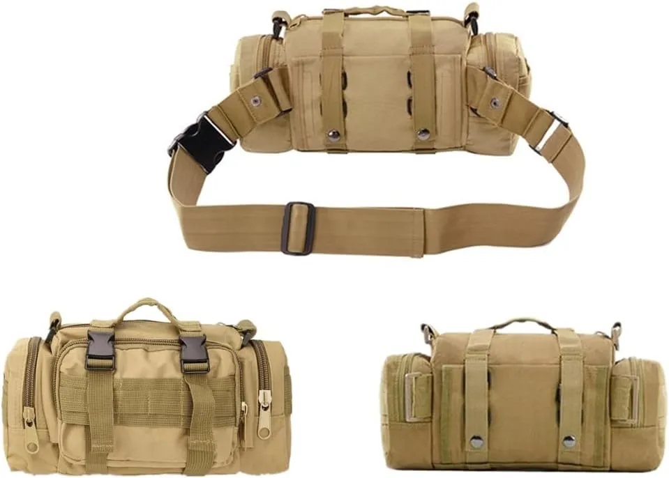 haoguizheng Deployment Waist Pack Duffle Tactical Assault Combined Rucksack Sport Molle Camping Trekking Messenger Crossbody Single Shoulder Bag 6 Key Buckle (sand)