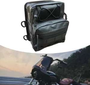 Harley Dyna Street Bob FXBB Softail Sportster Motorcycle Handlebar Bag - Black Sissy Bar Bicycle Handlebar Bag with Front Utility Molle Pouch for Motorcycle Travelling